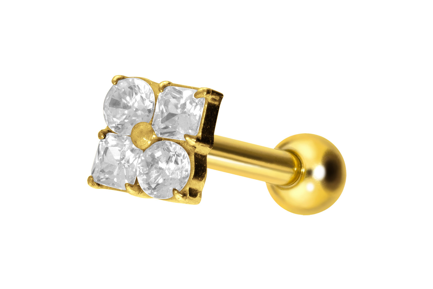 Titan Ohrpiercing mit Innengewinde KRISTALLBLUME